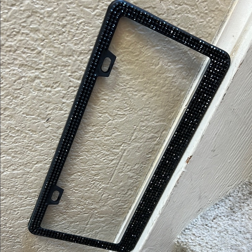 Black Rhinestone License Plate Frame